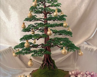 Lamp/ Wire tree Lamp with led lights, Coniferous chokkan style or formal vertical for Christmas or lamp the rest of the year