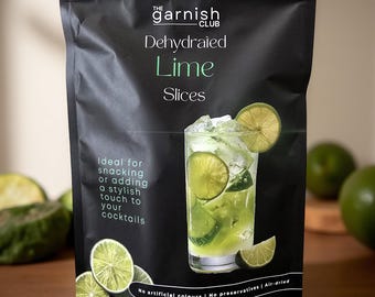 The Garnish Club Dehydrated Lime Slices, 60g, Natural Dried Lime Garnish for Cocktails and Drinks
