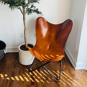 Leather Living room Butterfly Chair, Relaxing chair, Accent chair, Handmade BKF Chair Gift For Him and Her