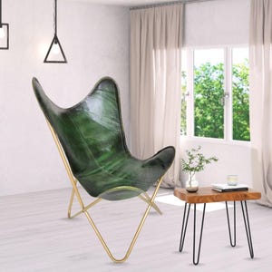 Leather Butterfly Chair,Black Iron Folding Frame, Easy To Assemble, Comfortable Home/Living/Garden/Patio Chair/Camping Chair