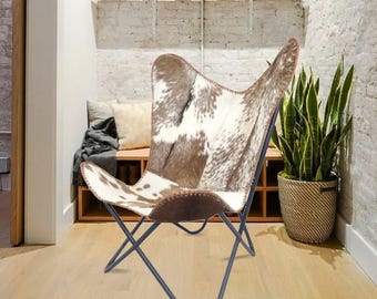 Handmade Leather Butterfly Chair: French Country Lounge Chair