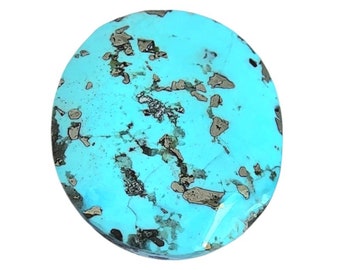 44 CARAT AA + Quality 100 % Natural Persian Turquoise With Pyrite Gemstone, Light Sky Blue Color Turquoise Gemstone.(Size-28x22x8)TCS-680
