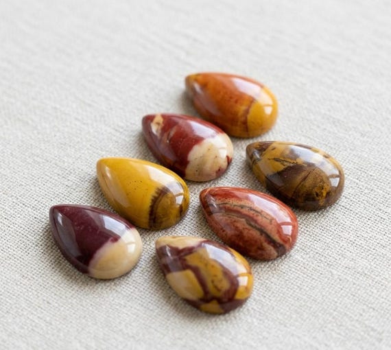 Natural Mookaite Jasper Pear Cabochon AAA Loose Gemstone Calibrated Stone for Jewelry Making.