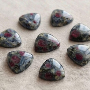 Natural AAA+ Ruby Kyanite Trillion Cabochon Gemstone : Calibrated Flat Back, Loose Stone....
