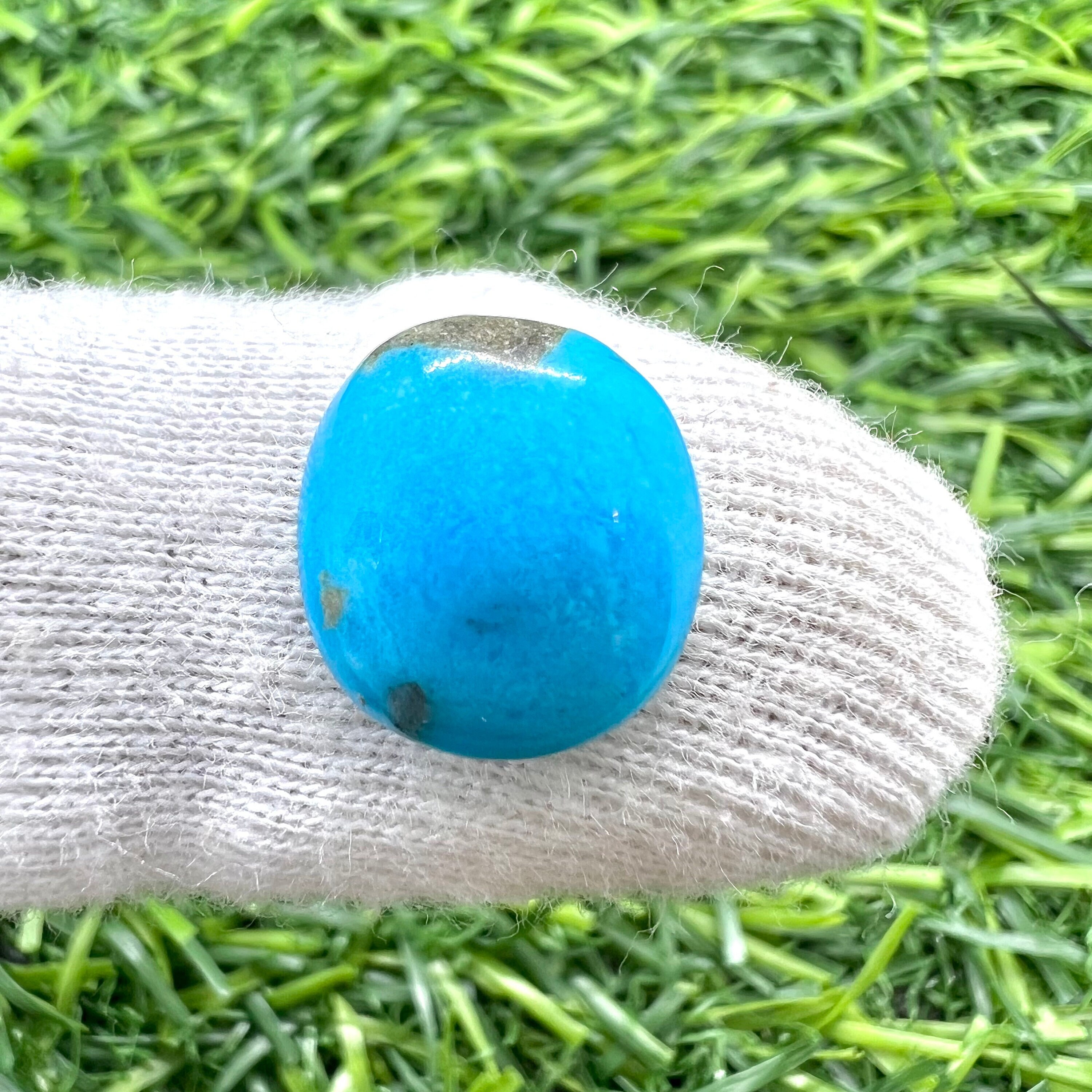 5 - Carat A + Quality NATURAL Persian Turquoise Blue Color. (Size-13x12x5) Best Quality Cabochon Oval shape Gemstone.. TCS-411