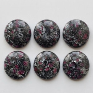Natural AAA+ Ruby Fall Jasper Round Cabochon Gemstone : Calibrated Flat Back, Loose Stone...