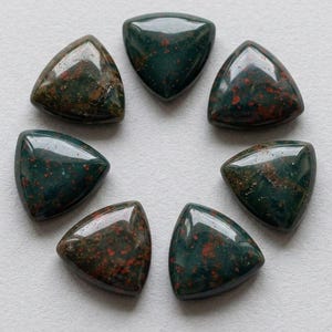 Natural AAA+ Bloodstone Trillion Cabochon Gemstone : Calibrated Flat Back, Loose Stone...