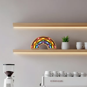 Rainbow Night Light | Wooden LED Nursery Lamp | Colorful Kids Room Decor | Montessori Inspired Gift
