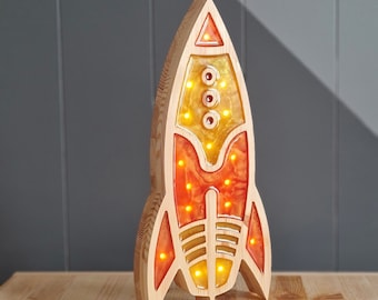 Rocket lamp, Retro rocket, space rocket, wooden rocket, rocket toys, "Wooden Wonders: Crafting the Perfect Rocket"