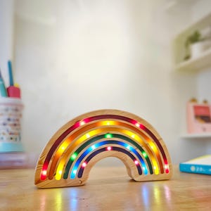 Rainbow Night Lamp | Wooden LED Nursery Lamp | Colorful Kids Room Decor | Montessori Inspired Gift