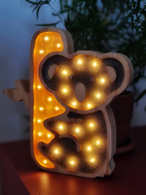 Koala Night Light | Wooden LED Animal Lamp for Nursery | Cute Kids Room Decor | Baby Shower Gift