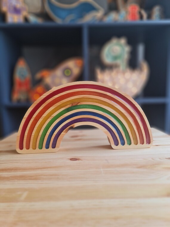 Rainbow Night Light | Wooden LED Nursery Lamp | Colorful Kids Room Decor | Montessori Inspired Gift