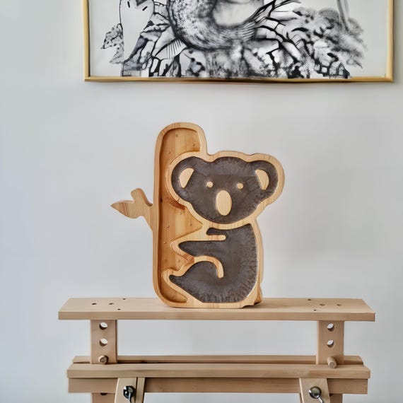 Koala Nursery Lamp | Handmade Wooden Night Light for Baby Room | Cute Animal Light for Kids