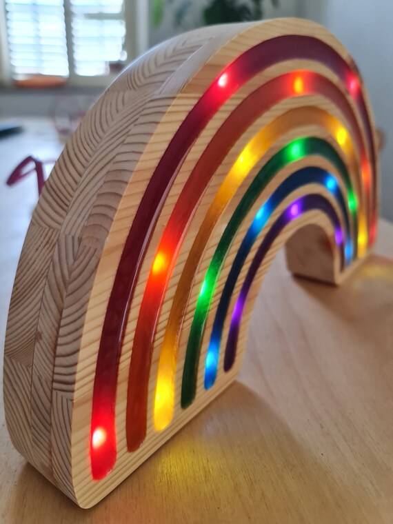 Wooden Rainbow Night Light | Montessori LED Lamp for Kids Room | Colorful Nursery Decor | Handmade Eco-Friendly Gift
