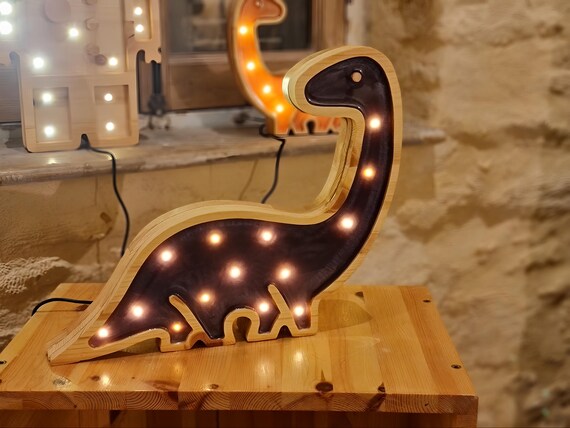 Wooden Dinosaur Lamp for Kids' Bedroom | Cute Dino Lamp Decor Gift for Toddlers & Dinosaur Enthusiasts