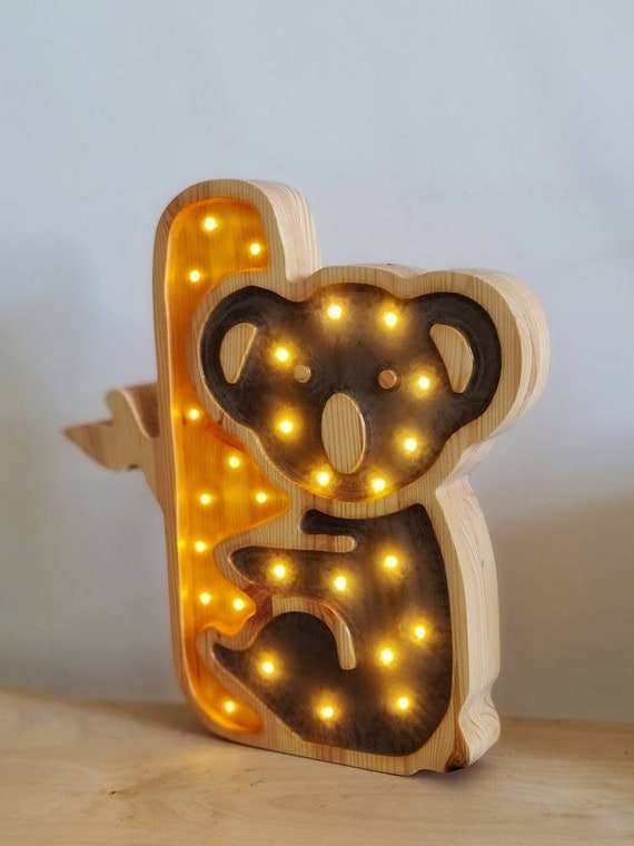 Koala Night Light | Wooden LED Animal Lamp for Nursery | Cute Kids Room Decor | Baby Shower Gift