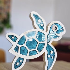 Sea Turtle Night Light | Wooden Caretta Lamp for Kids Room | Ocean Nursery Decor | Toddler Turtle LED Lamp