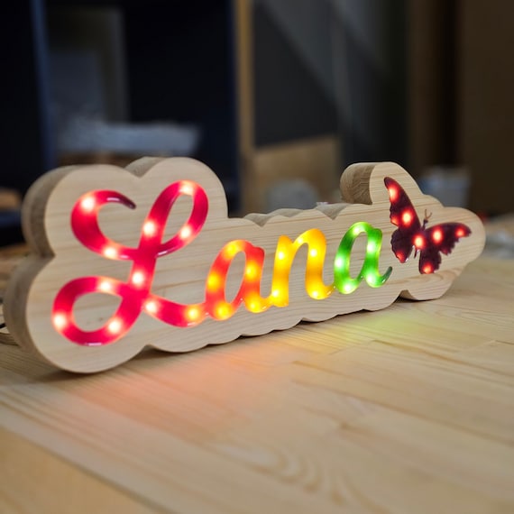 Personalized Name Lamp: Custom Nursery Room Decor, LED Acrylic Light