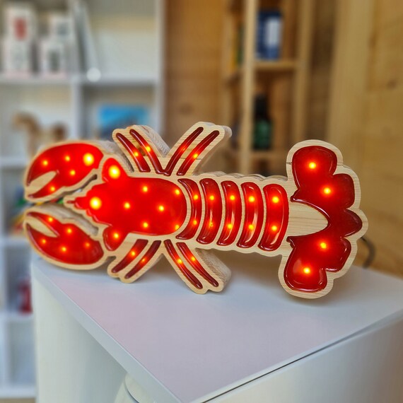 Lobster Night Light for Kids Bedroom - Ocean-Themed Nursery Decor Sea Creature Lamp