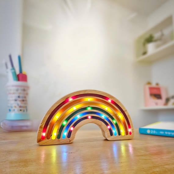 Rainbow Night Lamp | Wooden LED Nursery Lamp | Colorful Kids Room Decor | Montessori Inspired Gift