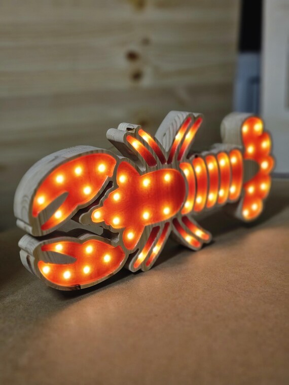 Lobster Night Light for Kids Bedroom - Ocean-Themed Nursery Decor Sea Creature Lamp