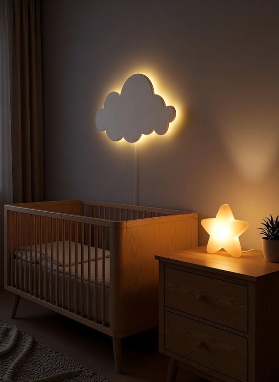 Cloud Night Light - Wooden Kids Room Wall Decor