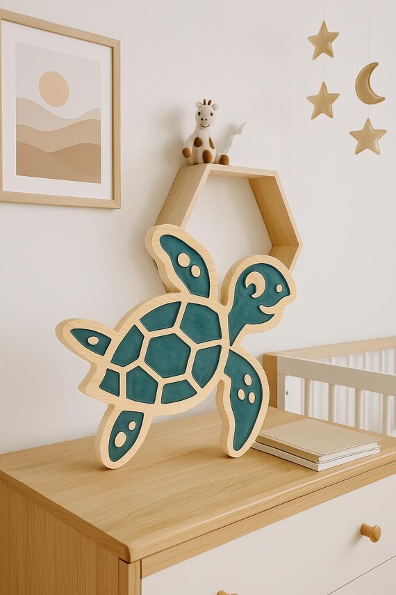 Sea turtle-shaped night light with soft LED glow for kids' rooms