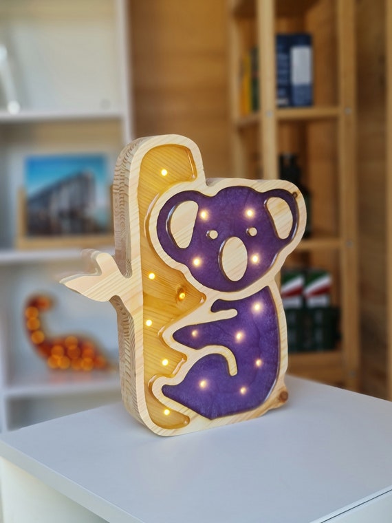 Koala Night Light | Wooden LED Animal Lamp for Nursery | Cute Kids Room Decor | Baby Shower Gift