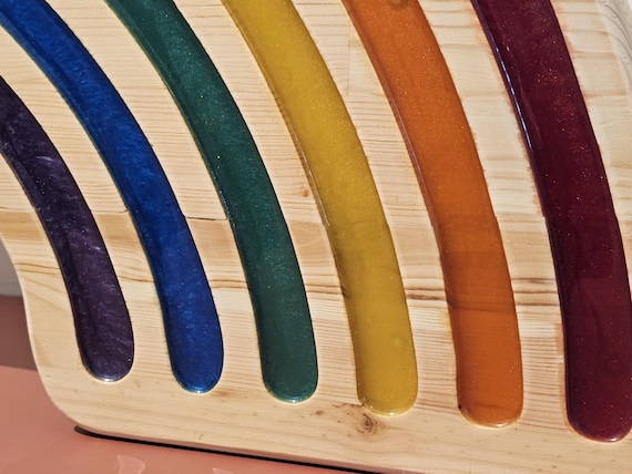 XXL Rainbow LED Night Light: Wooden Dimmer Lamp with Remote
