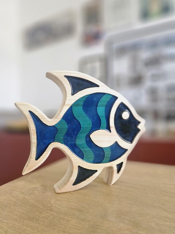 Fish Night Lamp: Wooden Ocean LED Lamp, Kids Nursery Decor
