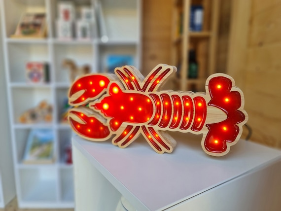 Lobster Night Light for Kids Bedroom - Ocean-Themed Nursery Decor Sea Creature Lamp