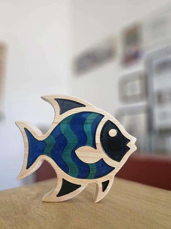 Fish Night Lamp: Wooden Ocean LED Lamp, Kids Nursery Decor