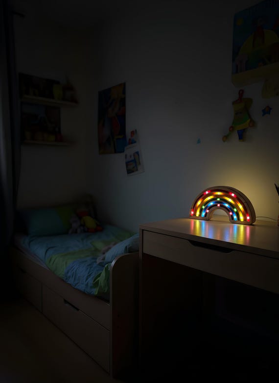 Wooden Rainbow Night Light | Montessori LED Lamp for Kids Room | Colorful Nursery Decor | Handmade Eco-Friendly Gift