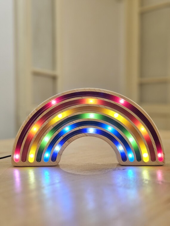 Rainbow Night Light | Wooden LED Nursery Lamp | Colorful Kids Room Decor | Montessori Inspired Gift