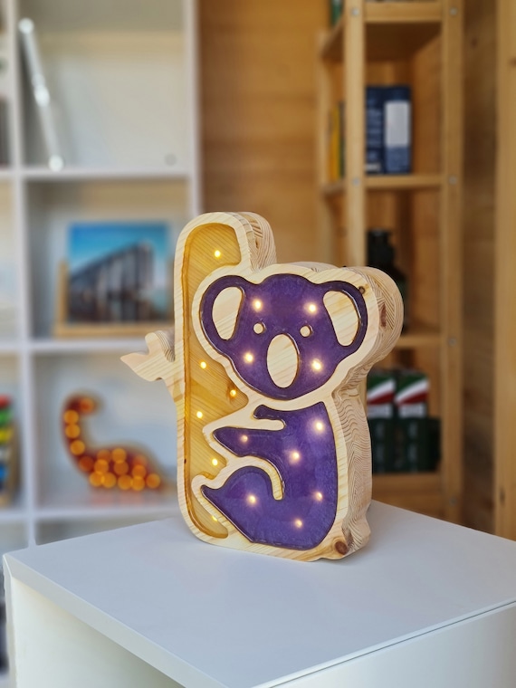 Koala Night Light | Wooden LED Animal Lamp for Nursery | Cute Kids Room Decor | Baby Shower Gift