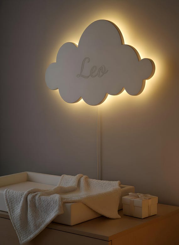Cloud Night Light - Wooden Kids Room Wall Decor
