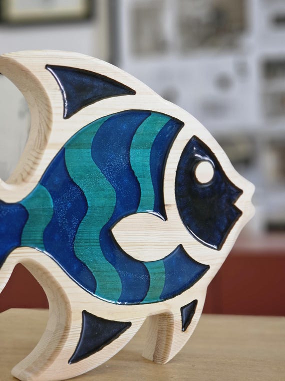 Fish Night Lamp: Wooden Ocean LED Lamp, Kids Nursery Decor