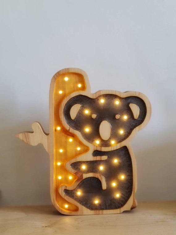 Koala Night Light | Wooden LED Animal Lamp for Nursery | Cute Kids Room Decor | Baby Shower Gift