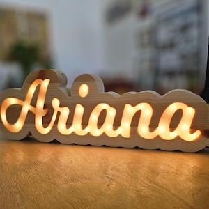 Personalized Name Lamp for Nursery Room, Custom Text Sign, Kids Room Decor, Personalized Wood Name Light