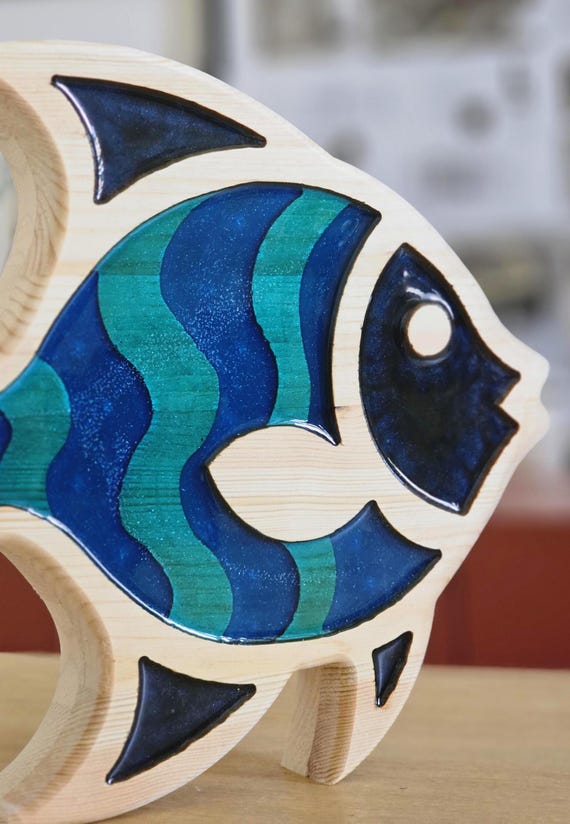 Fish Night Lamp: Wooden Ocean LED Lamp, Kids Nursery Decor