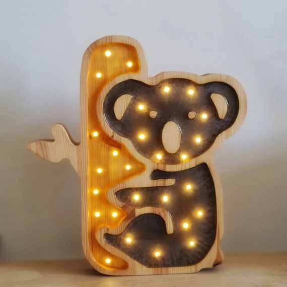 Koala Night Light | Wooden LED Animal Lamp for Nursery | Cute Kids Room Decor | Baby Shower Gift