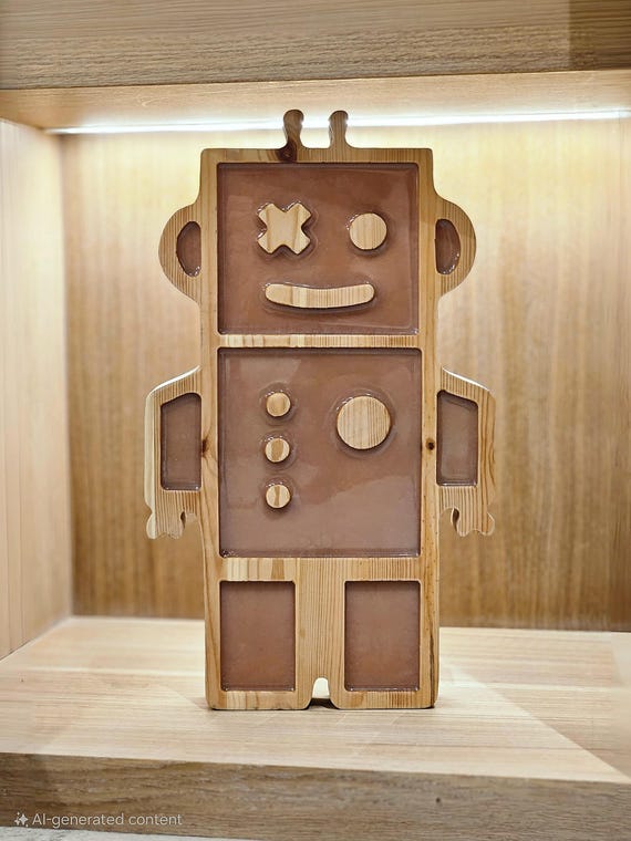 Large Robot LED Night Light for Kids' Bedroom | Decorative Blue & Orange Lamp | Children's Room Decor
