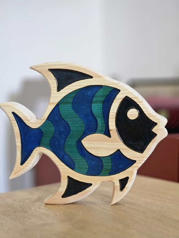 Fish Night Lamp: Wooden Ocean LED Lamp, Kids Nursery Decor