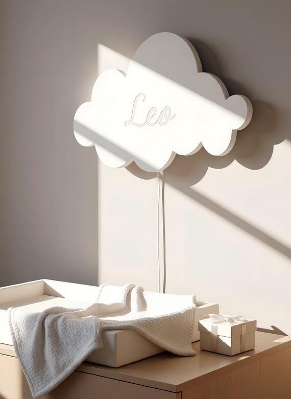 Cloud Night Light - Wooden Kids Room Wall Decor