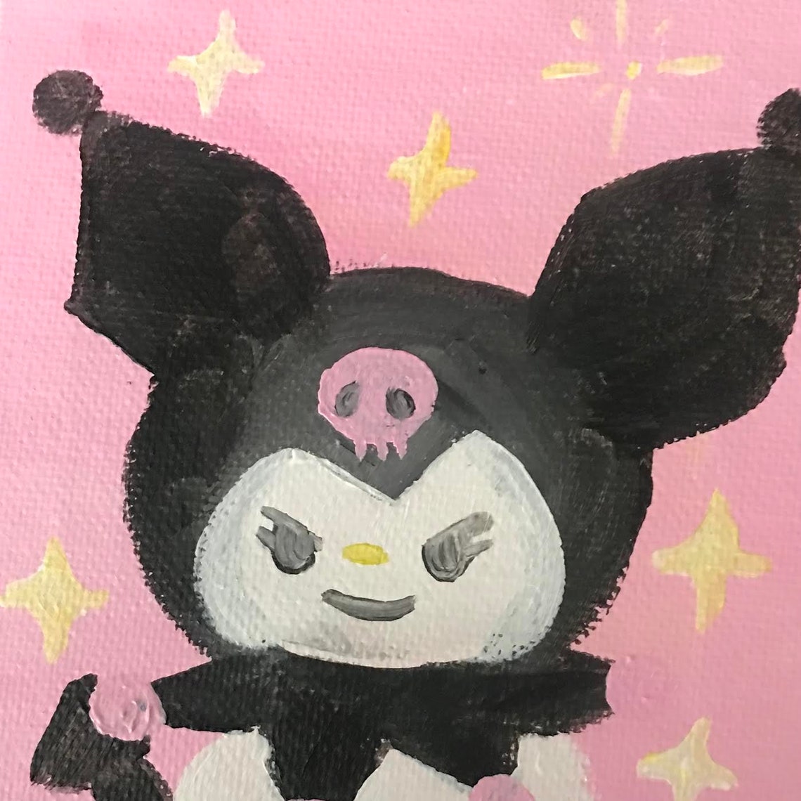 Sanrio Kuromi painting 4x4 small acrylic canvas | Etsy