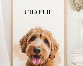 Custom-made Pet Portrait, Personalized Digital Dog Portraits, Custom Pet Memorial Gift