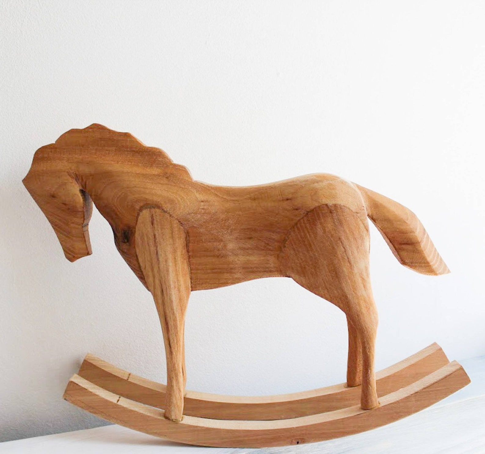 PERSONALISED wooden rocking horse decoration hand carved solid Etsy