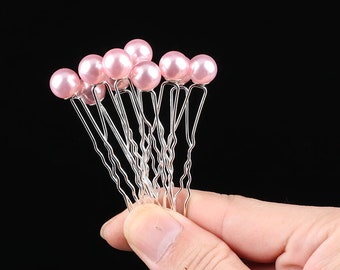 NEW 1 Individual Piece Hairpin Horse Show Western Hunt Saddle Seat English Bin Rhinestone Sticks Hair Pin Clips Crystal Wedding Pearl Pink