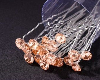 NEW 1 Individual Piece Hairpin Horse Show Western Hunt Seat Saddle Seat English Rhinestone Sticks Hair Pin Crystal Wedding Light Peach