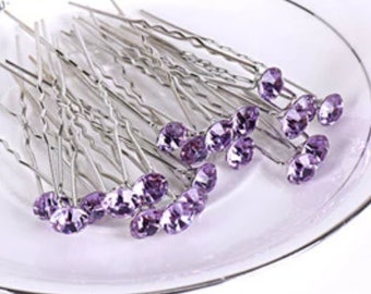 NEW 1 Individual Piece Hairpin Horse Show Western Hunt Saddle Seat English Bin Rhinestone Stick Hair Pin Clips Crystal Wedding Silver Purple